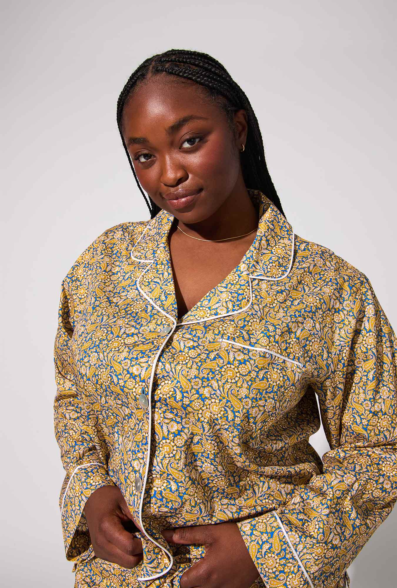 Theodore Manor Long Sleeve Classic Woven Tana Lawn® PJ Set Made With Liberty Fabric - Image 5