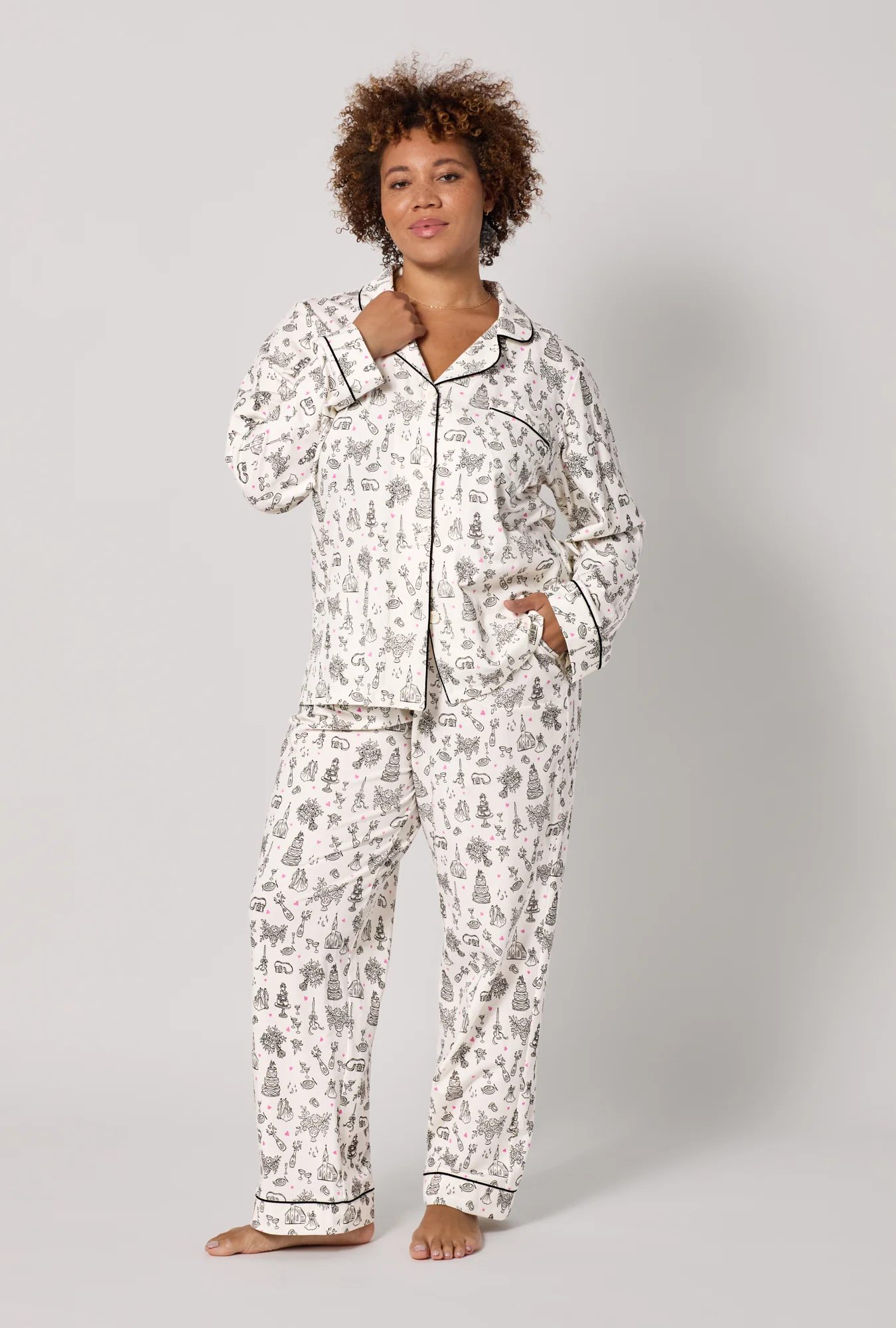 Tie The Knot Long Sleeve Classic Stretch Jersey Pj Set - Image 5