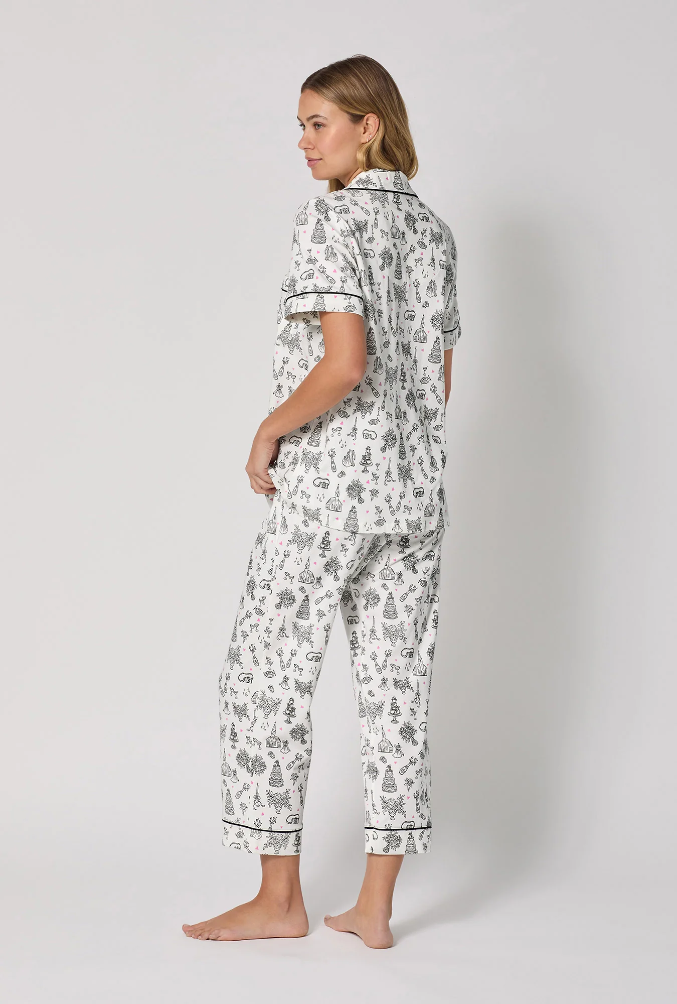 Tie The Knot Short Sleeve Classic Stretch Jersey Cropped Pj Set - Image 3