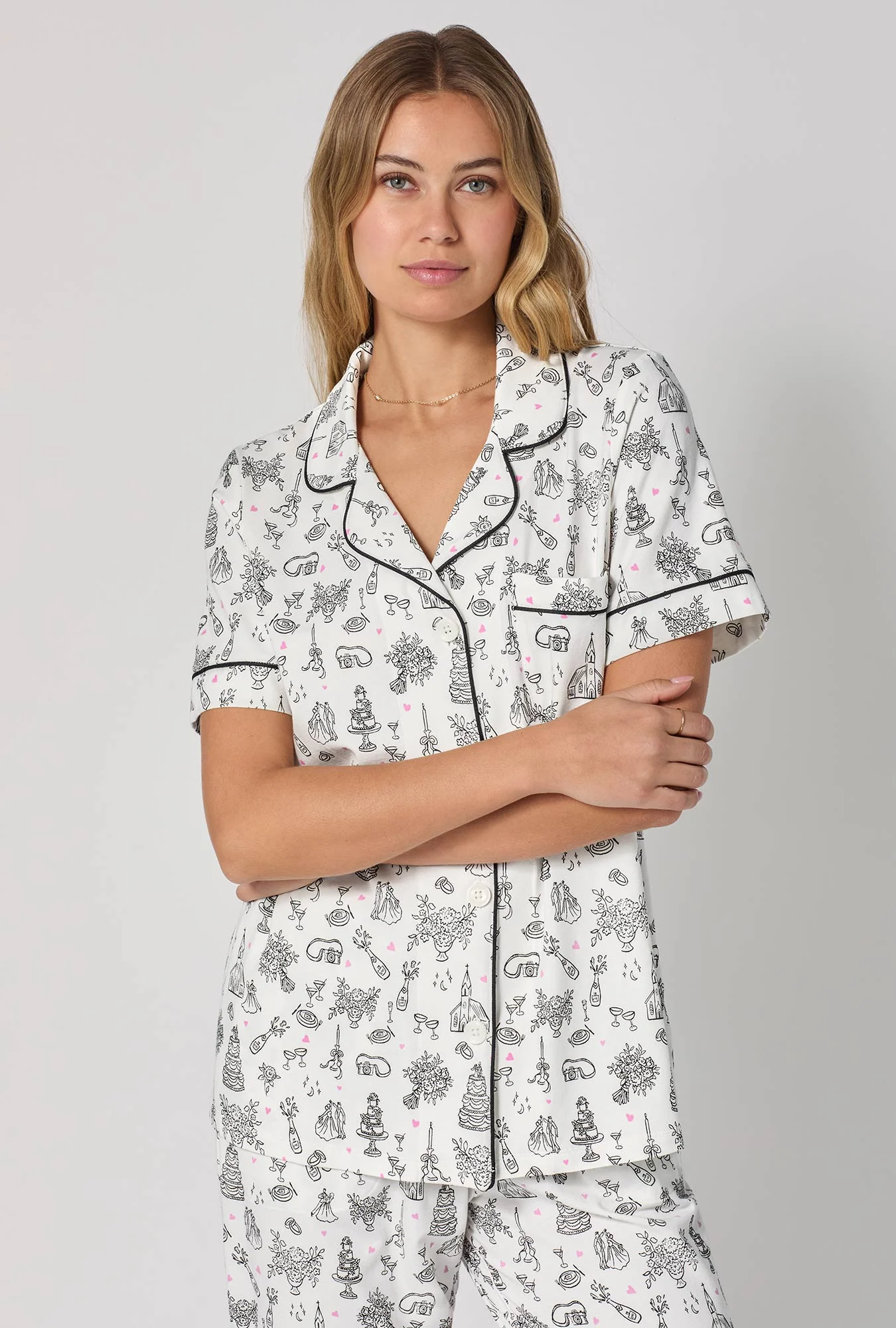 Tie The Knot Short Sleeve Classic Stretch Jersey Cropped Pj Set - Image 4
