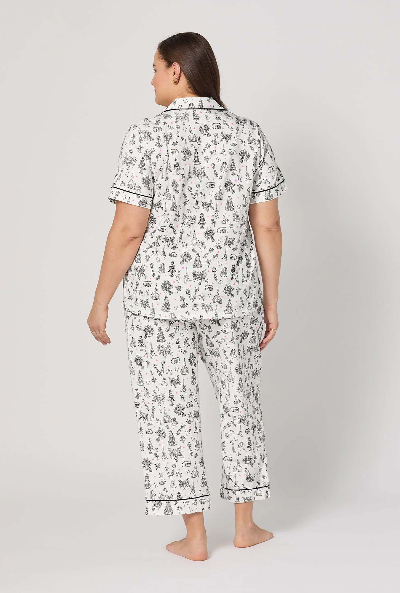 Tie The Knot Short Sleeve Classic Stretch Jersey Cropped Pj Set - Image 5
