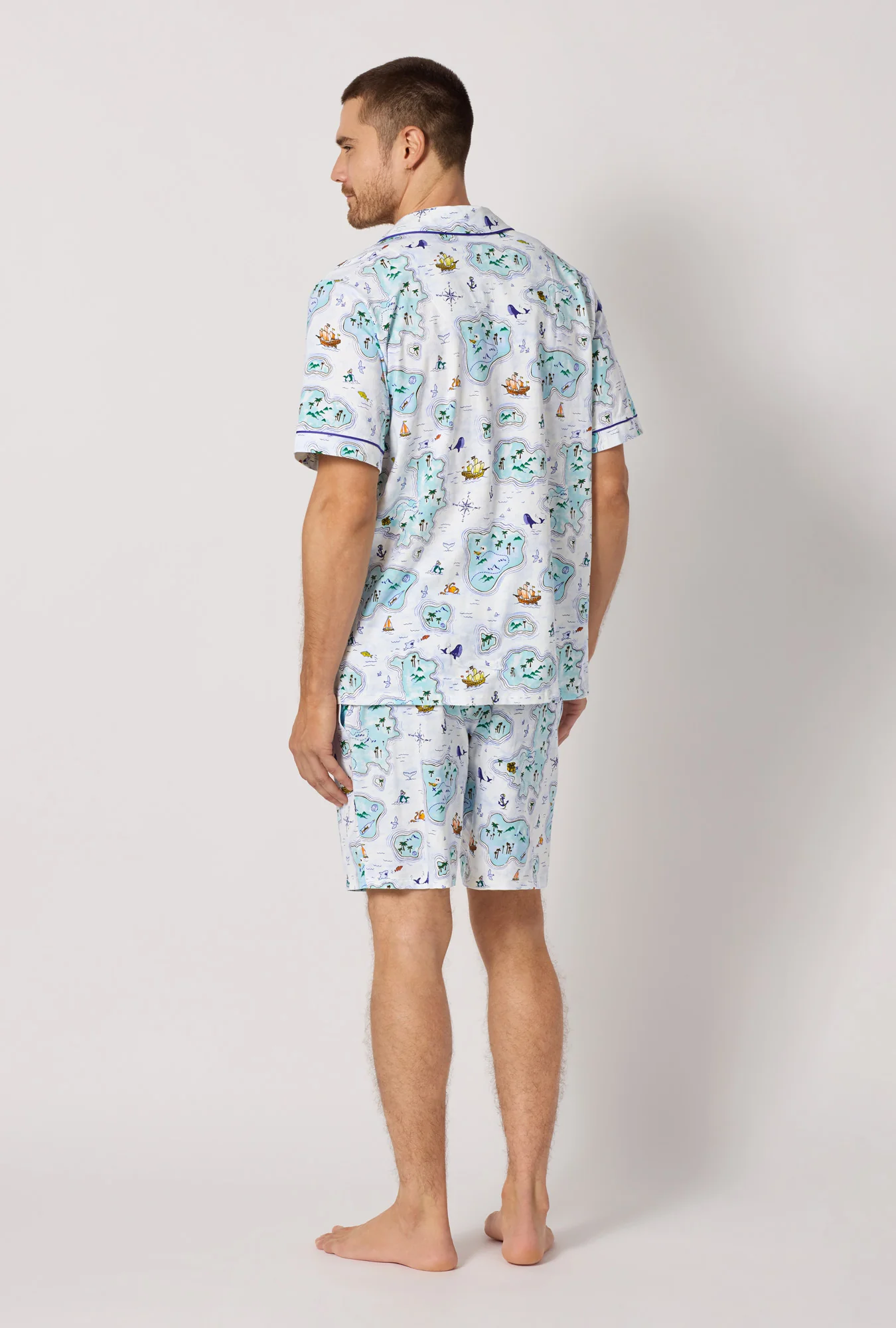 Treasure Hunt Men's Short Sleeve Classic Stretch Jersey Short Pj Set - Image 3