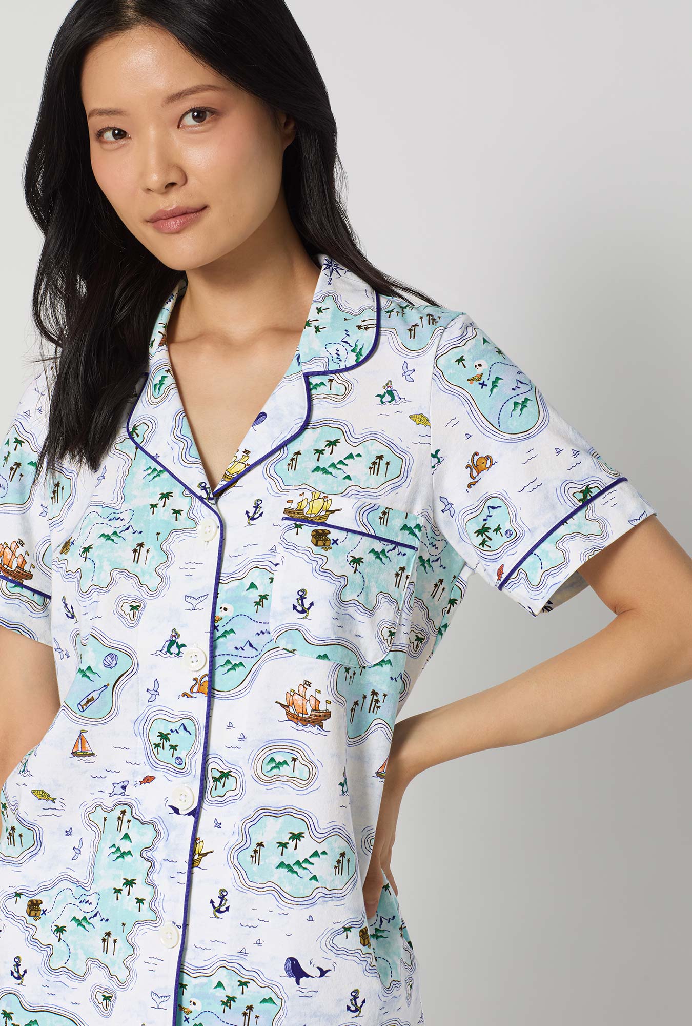 Treasure Hunt Short Sleeve Classic Shorty Stretch Jersey Pj Set - Image 3