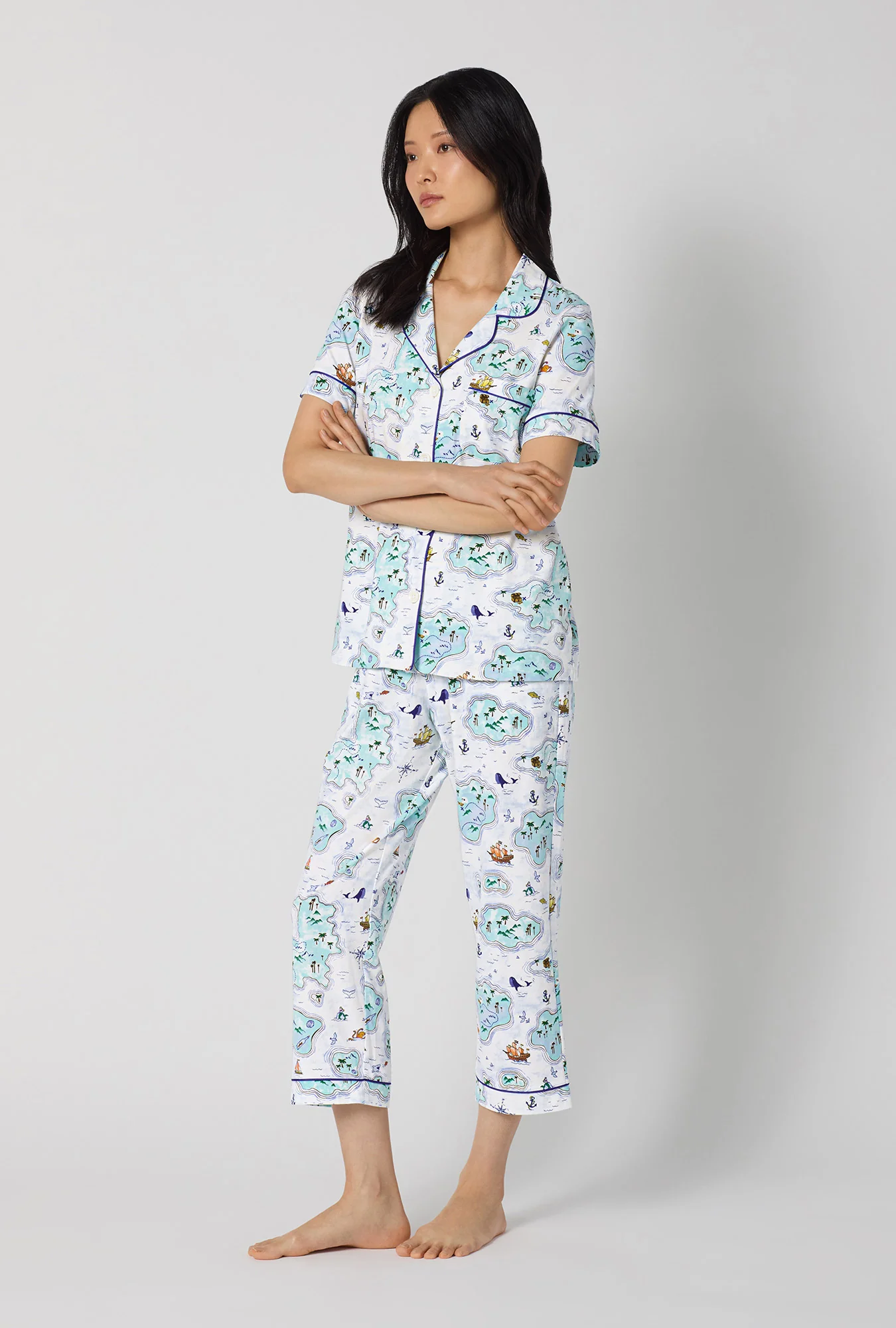 Treasure Hunt Short Sleeve Classic Stretch Jersey Cropped Pj Set - Image 2