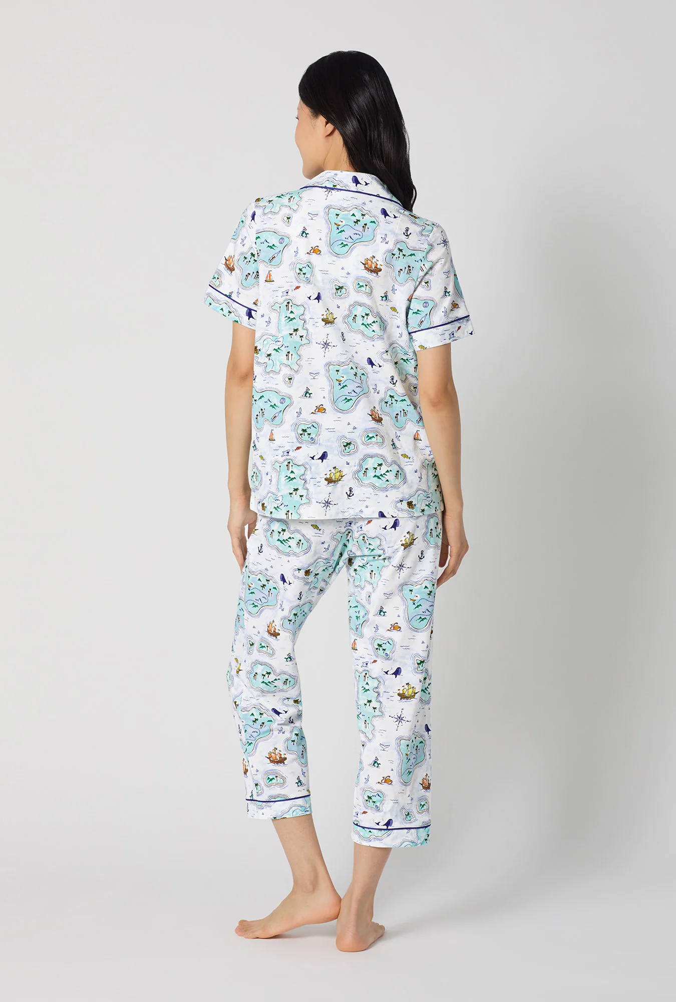 Treasure Hunt Short Sleeve Classic Stretch Jersey Cropped Pj Set - Image 4
