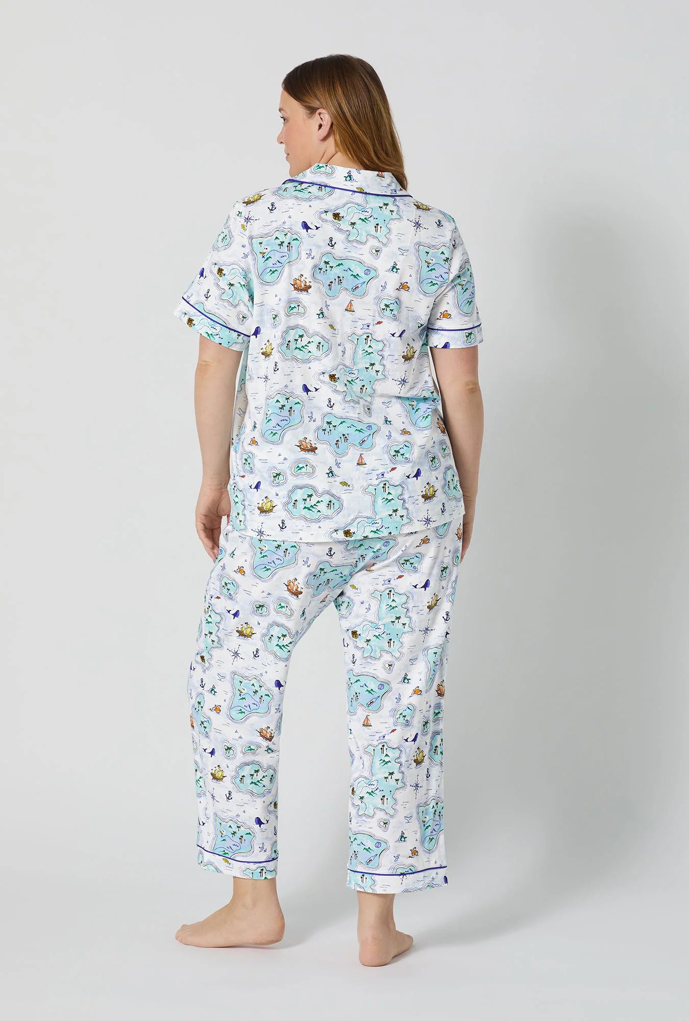Treasure Hunt Short Sleeve Classic Stretch Jersey Cropped Pj Set - Image 7