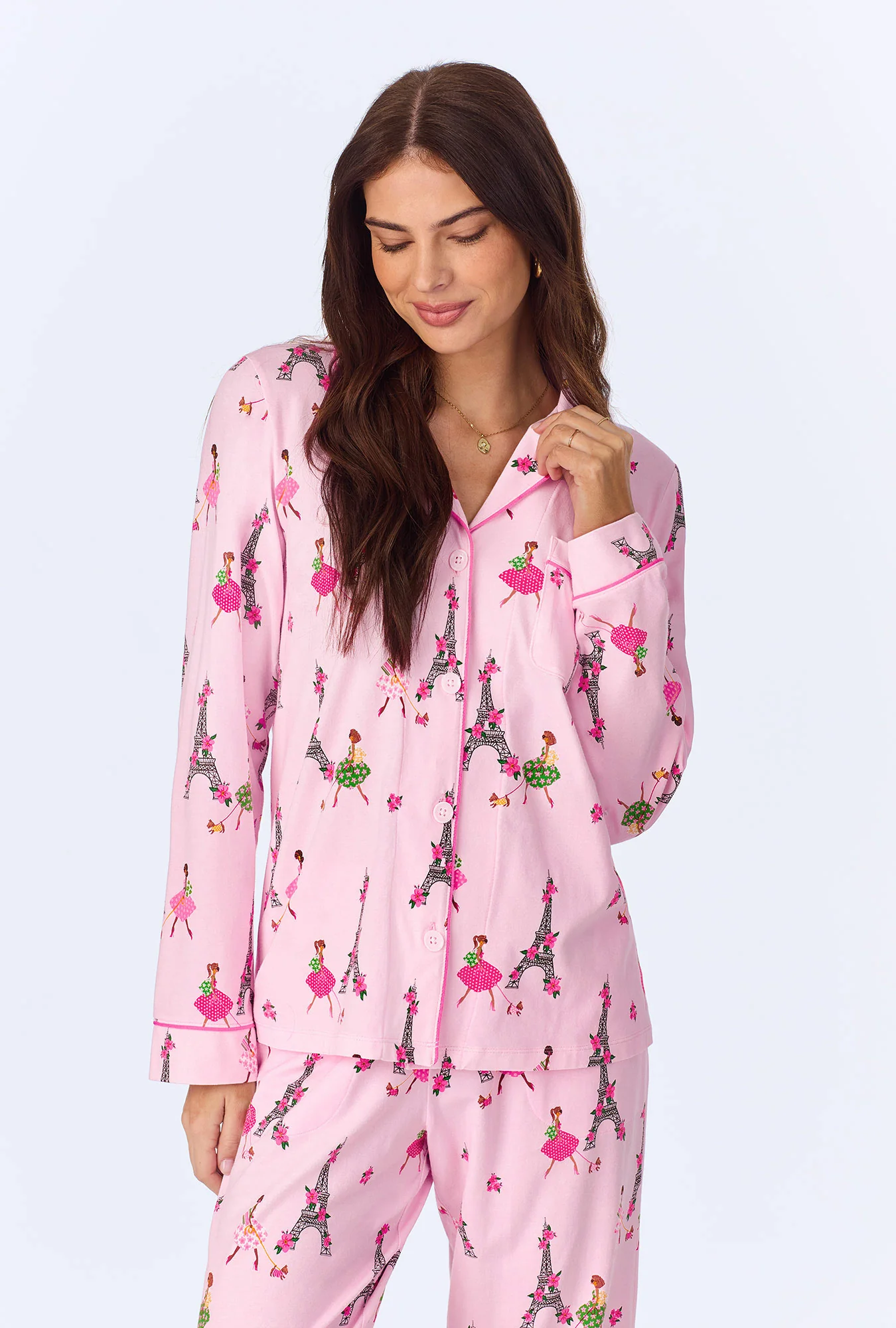 Tres Chic Long Sleeve Classic Stretch Jersey PJ Set - Image 4