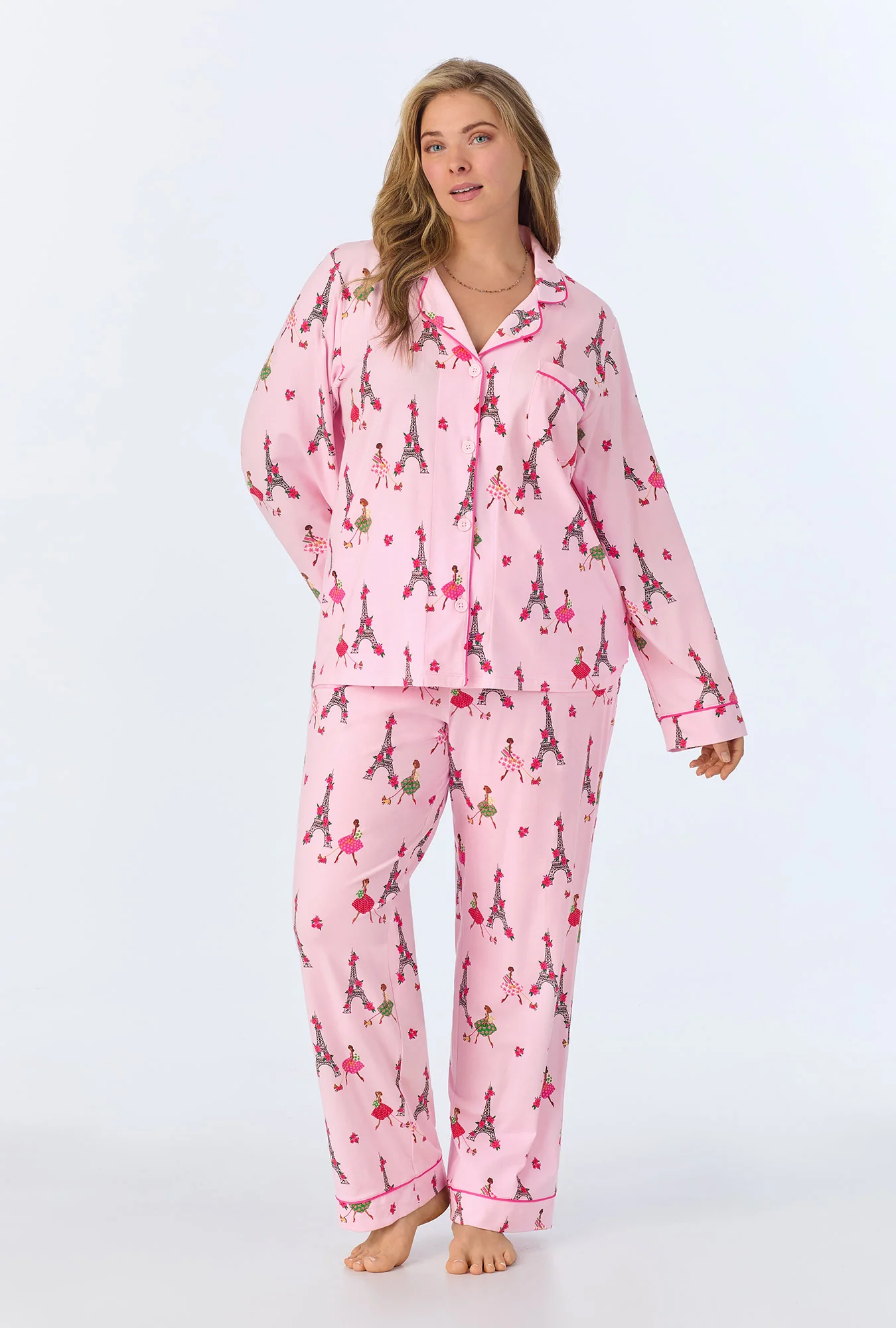 Tres Chic Long Sleeve Classic Stretch Jersey PJ Set - Image 5