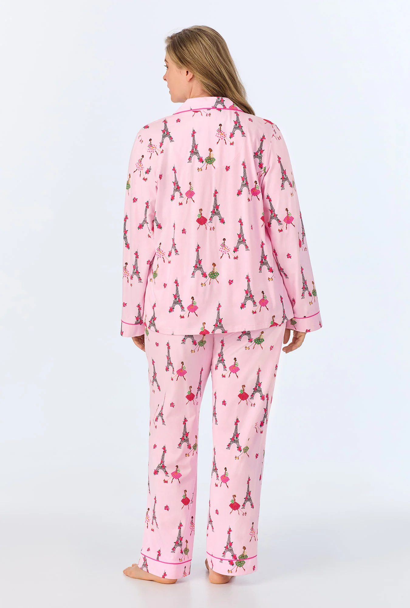 Tres Chic Long Sleeve Classic Stretch Jersey PJ Set - Image 6