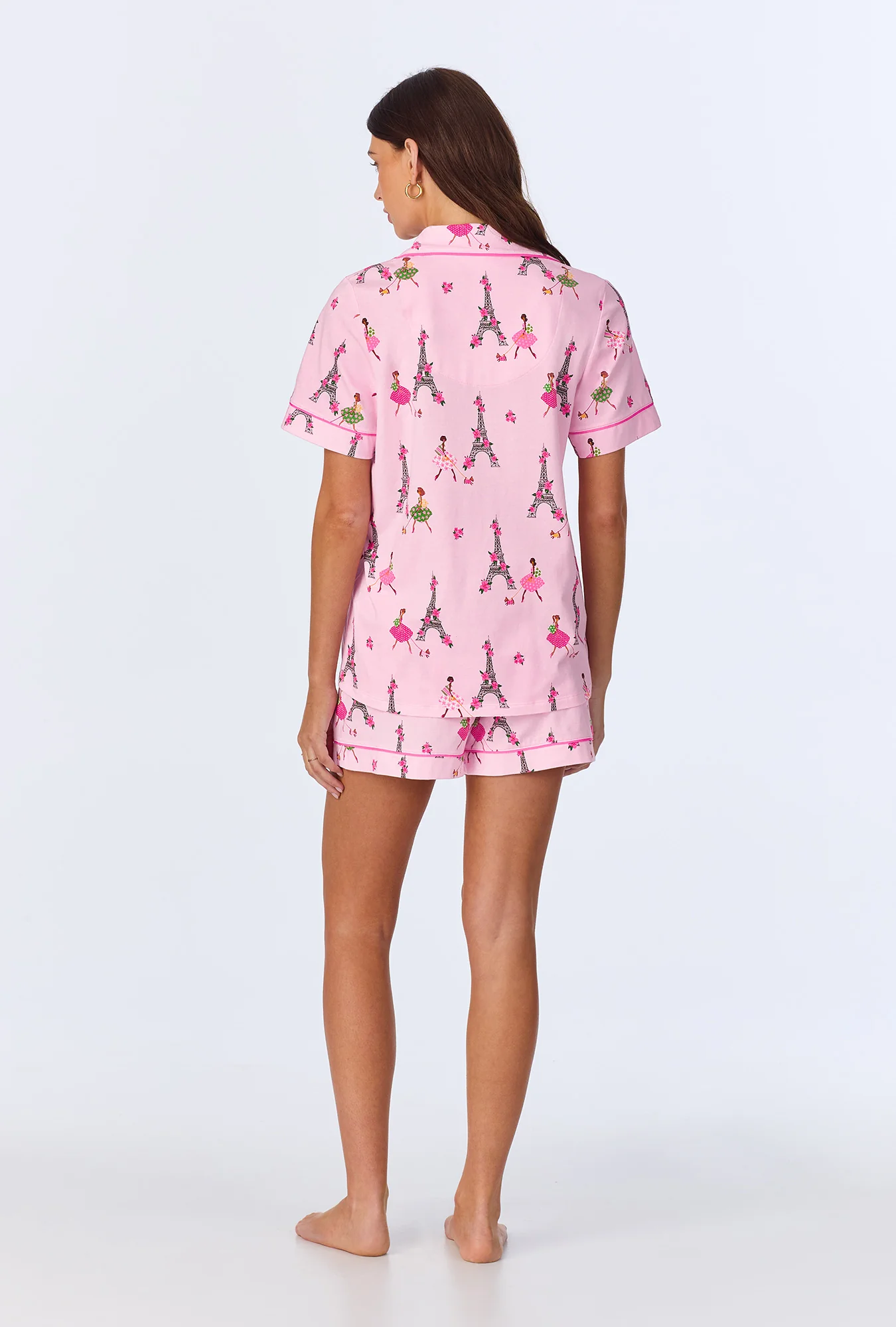 Tres Chic Short Sleeve Classic Shorty Stretch Jersey PJ Set - Image 3