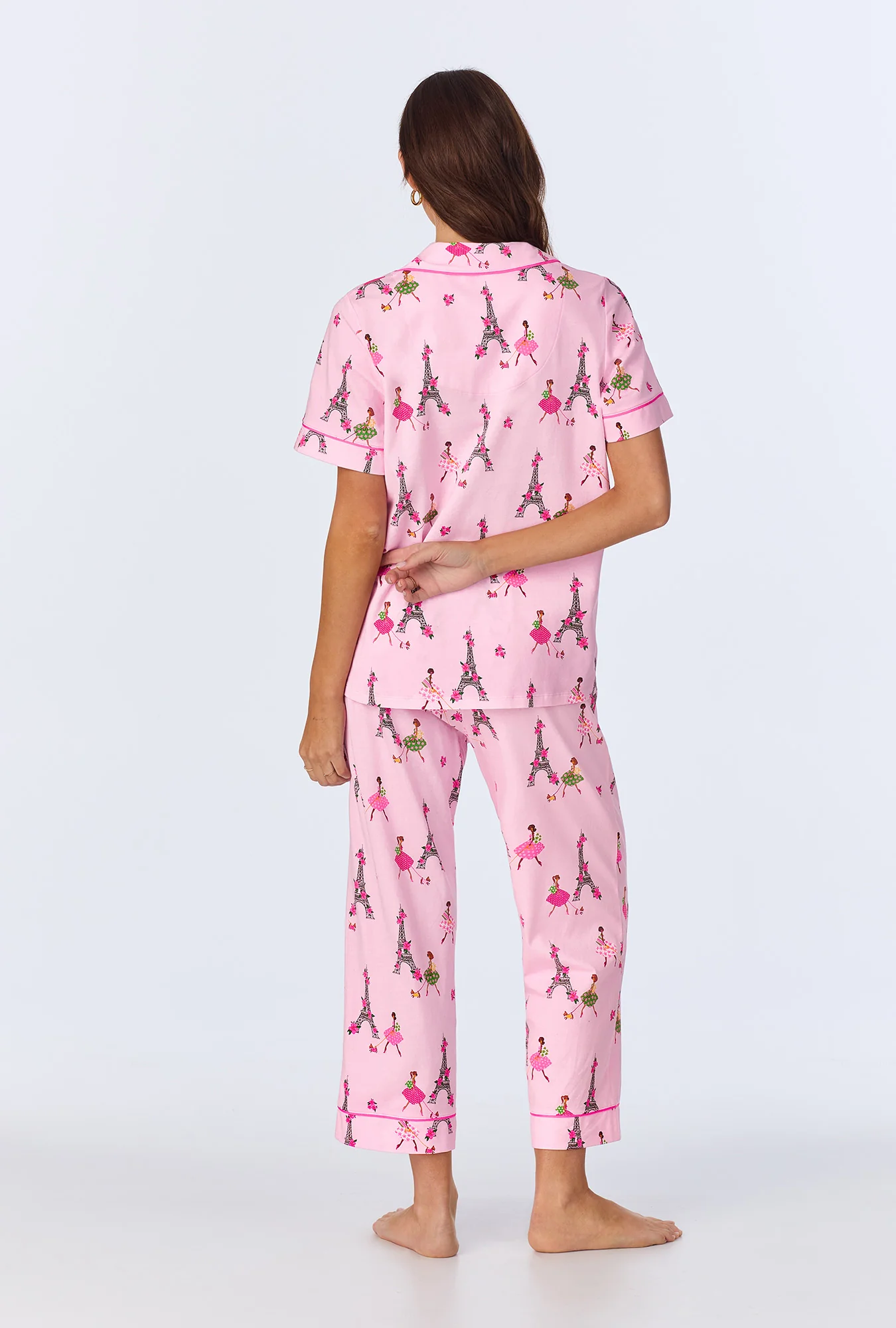 Tres Chic Short Sleeve Classic Stretch Jersey Cropped PJ Set - Image 3