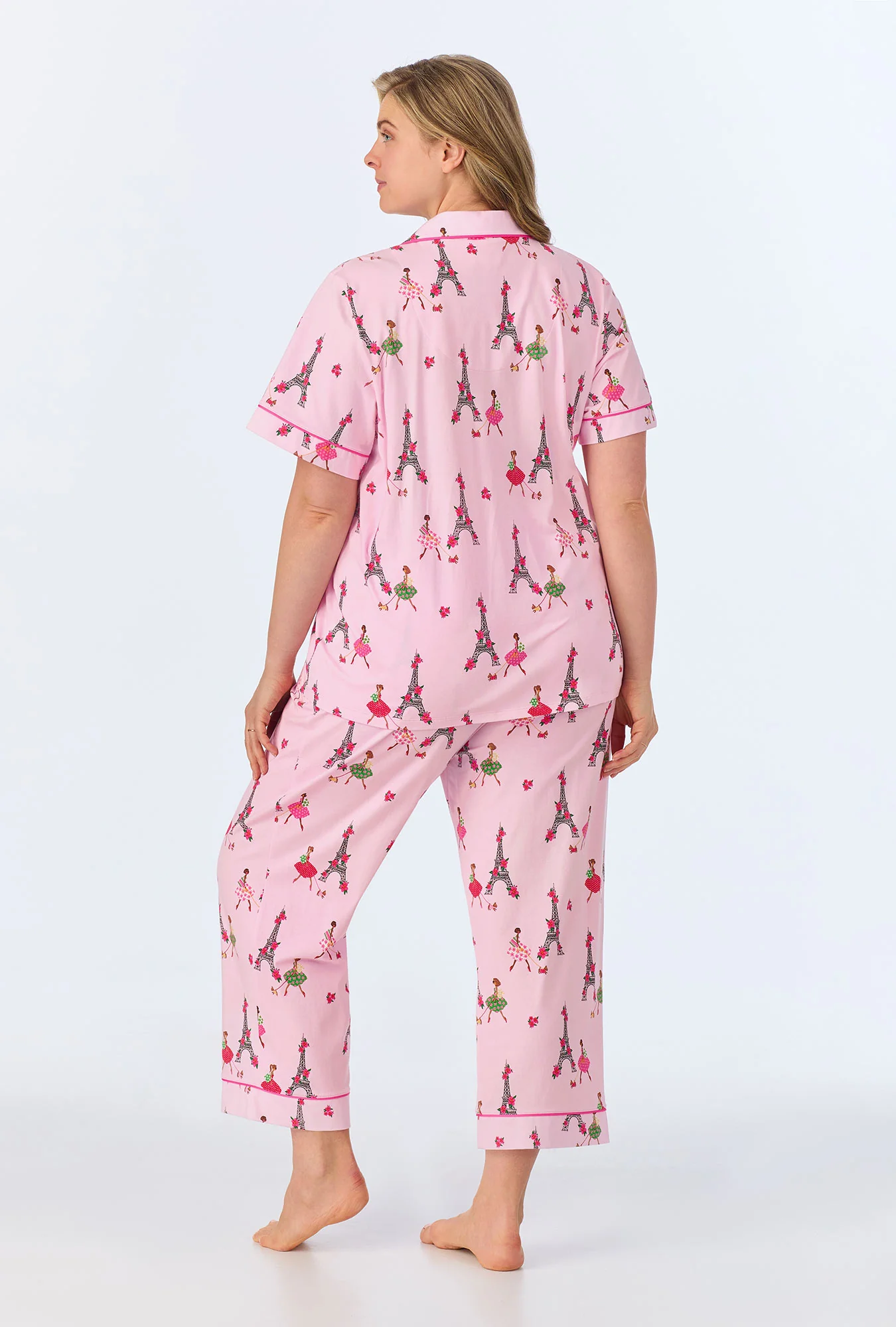 Tres Chic Short Sleeve Classic Stretch Jersey Cropped PJ Set - Image 5