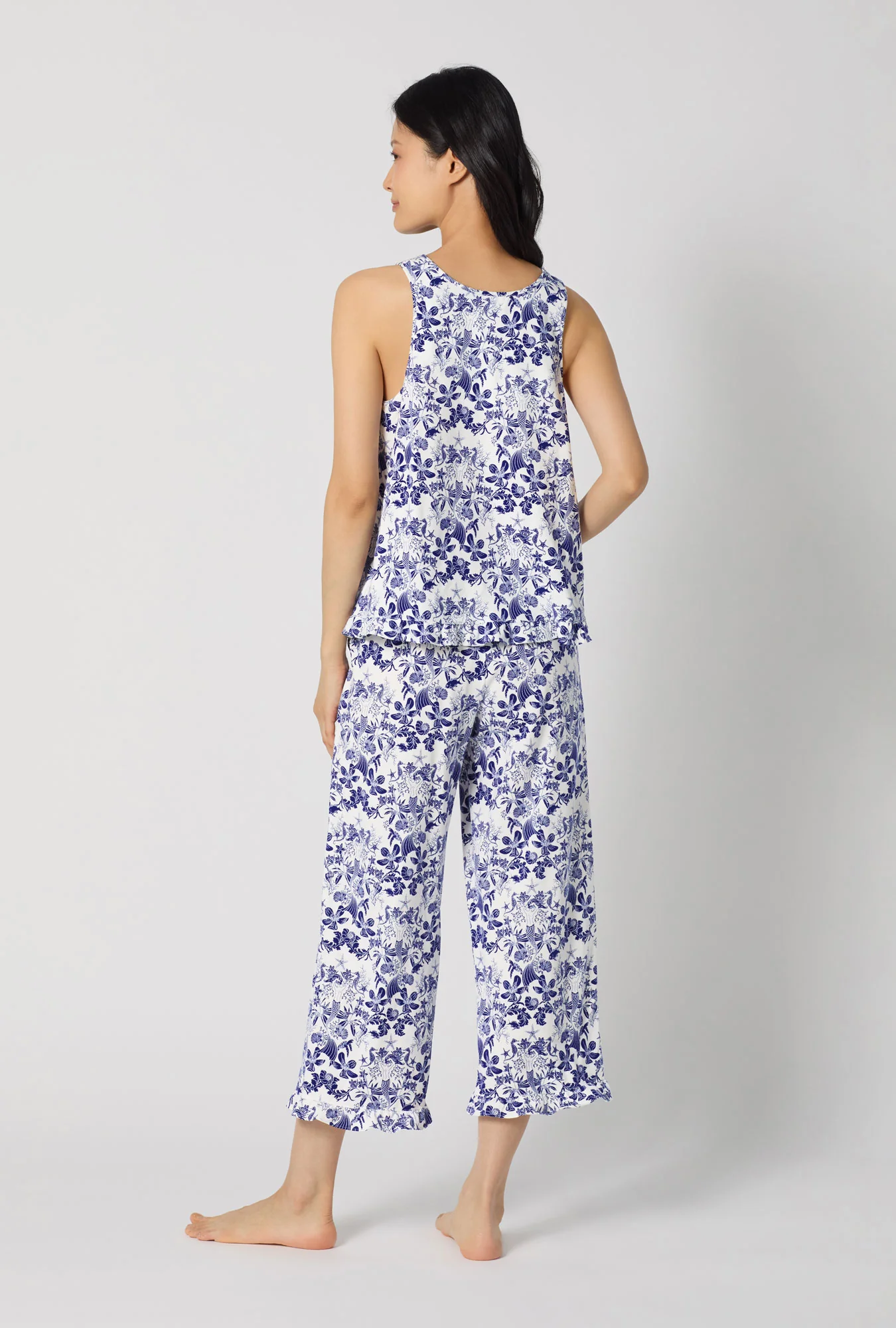 Under The Sea Ruffle Tank Stretch Jersey Cropped Pj Set - Image 4