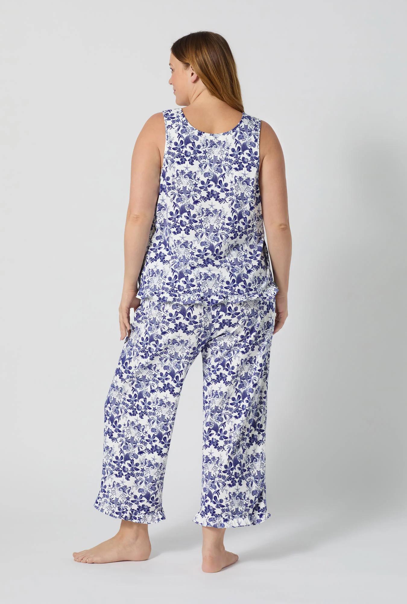 Under The Sea Ruffle Tank Stretch Jersey Cropped Pj Set - Image 6