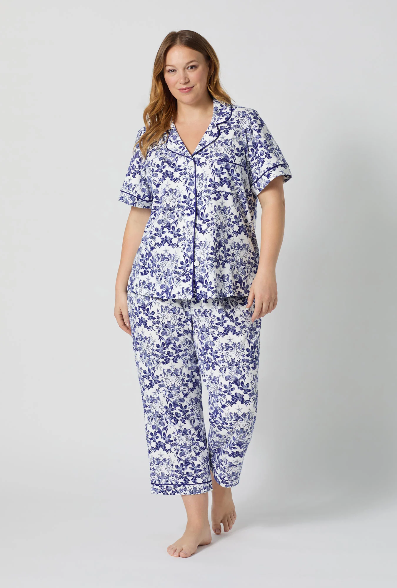 Under The Sea Short Sleeve Classic Stretch Jersey Cropped Pj Set - Image 2