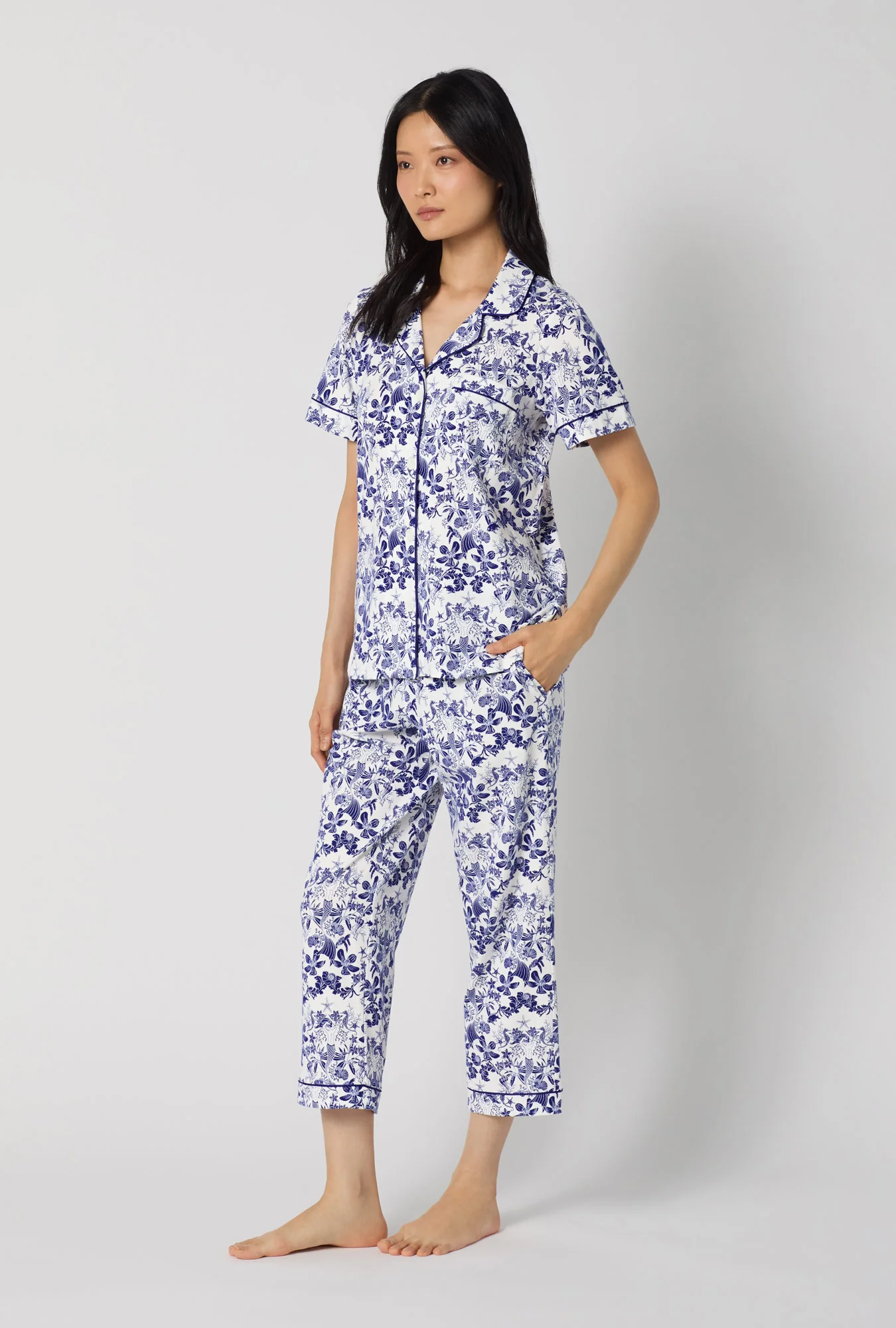 Under The Sea Short Sleeve Classic Stretch Jersey Cropped Pj Set - Image 3