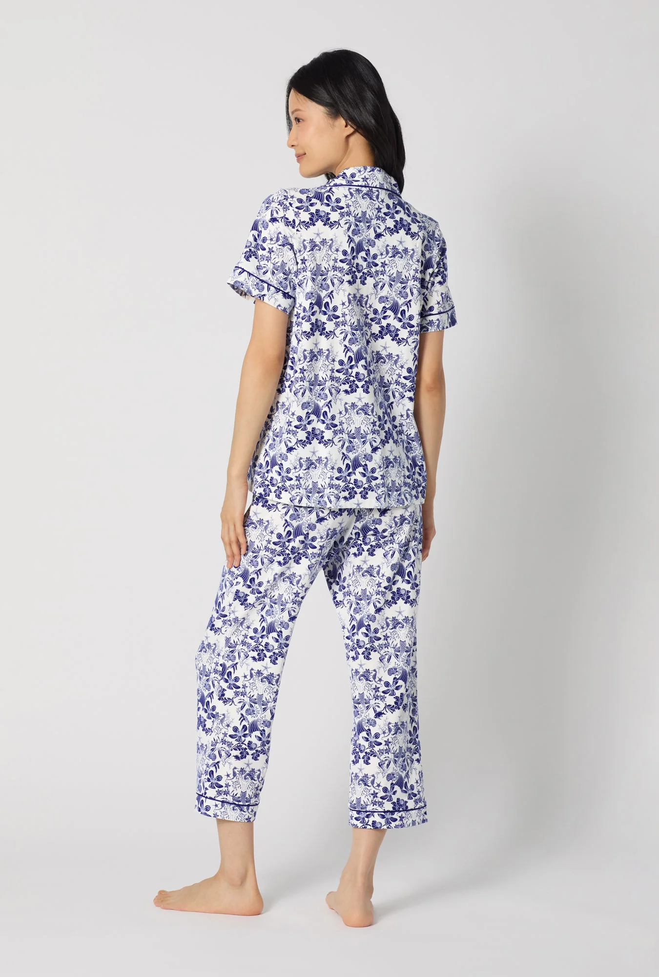 Under The Sea Short Sleeve Classic Stretch Jersey Cropped Pj Set - Image 5