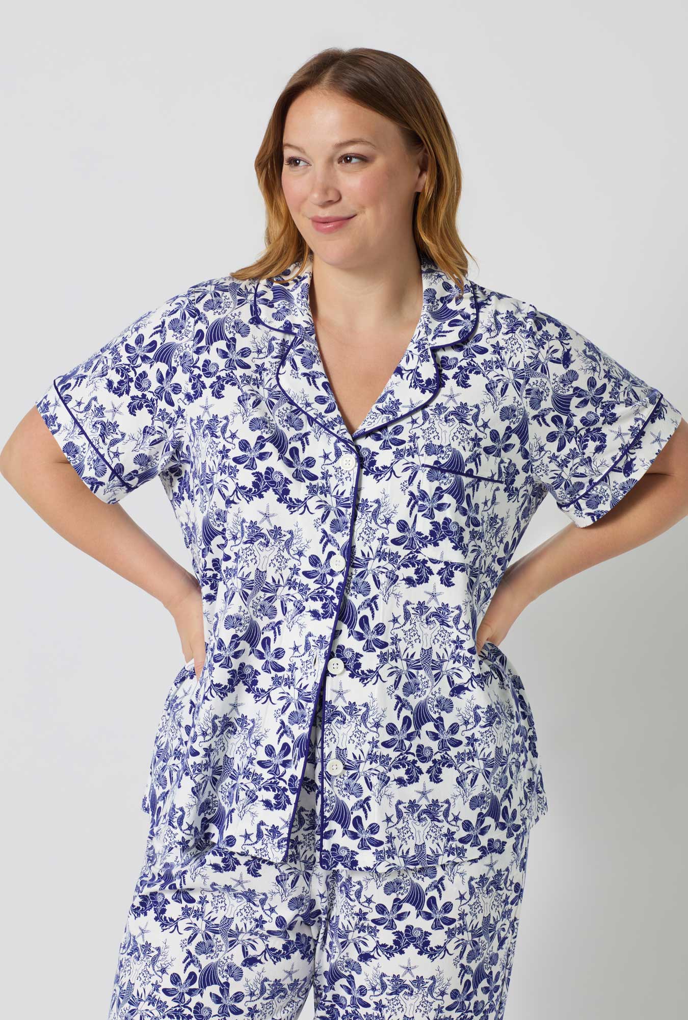 Under The Sea Short Sleeve Classic Stretch Jersey Cropped Pj Set - Image 6