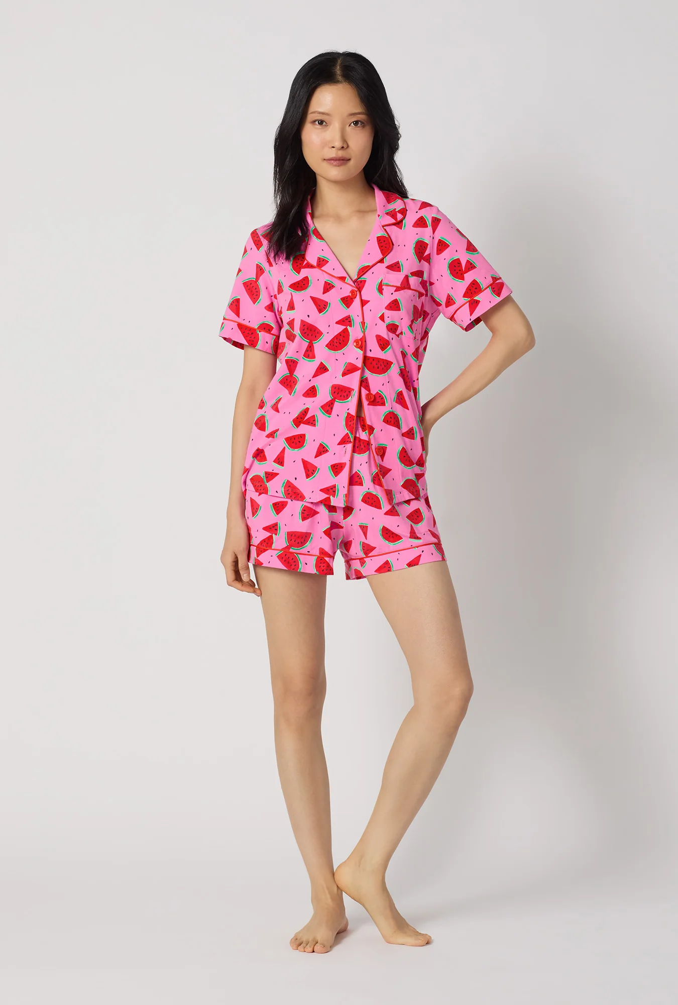 Watermelon Crush Short Sleeve Classic Shorty Stretch Jersey Pj Set