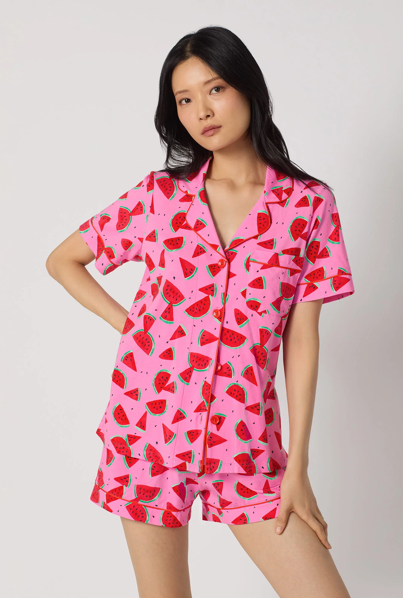 Watermelon Crush Short Sleeve Classic Shorty Stretch Jersey Pj Set - Image 4