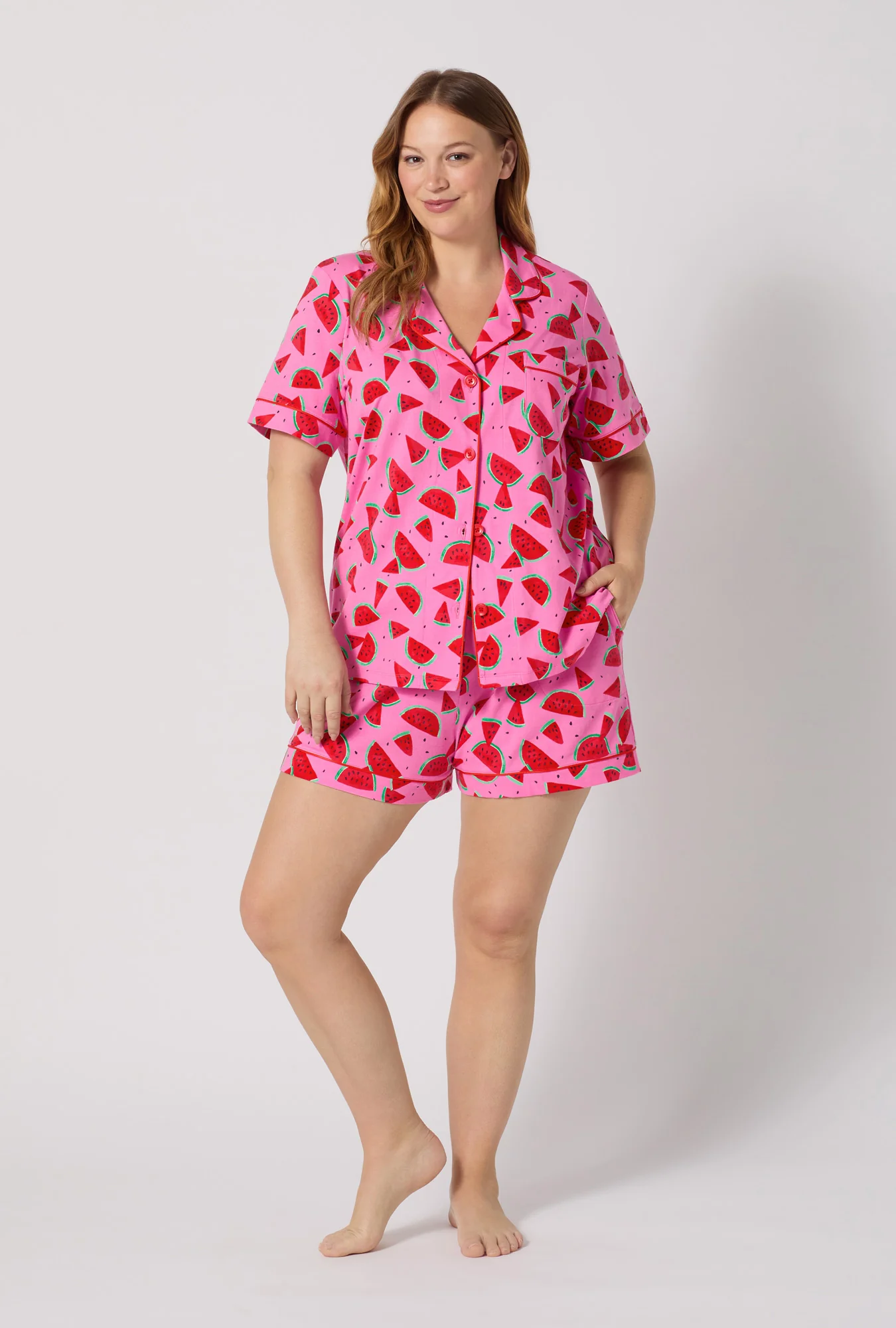 Watermelon Crush Short Sleeve Classic Shorty Stretch Jersey Pj Set - Image 5