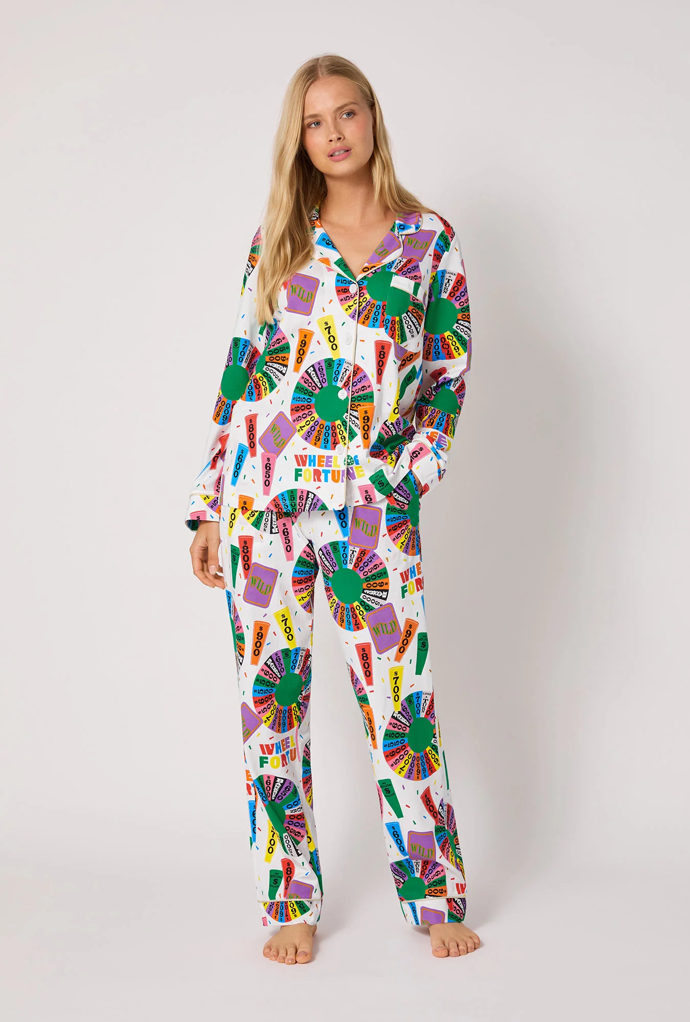 Wheel Of Fortune Long Sleeve Classic Stretch Jersey Pj Set