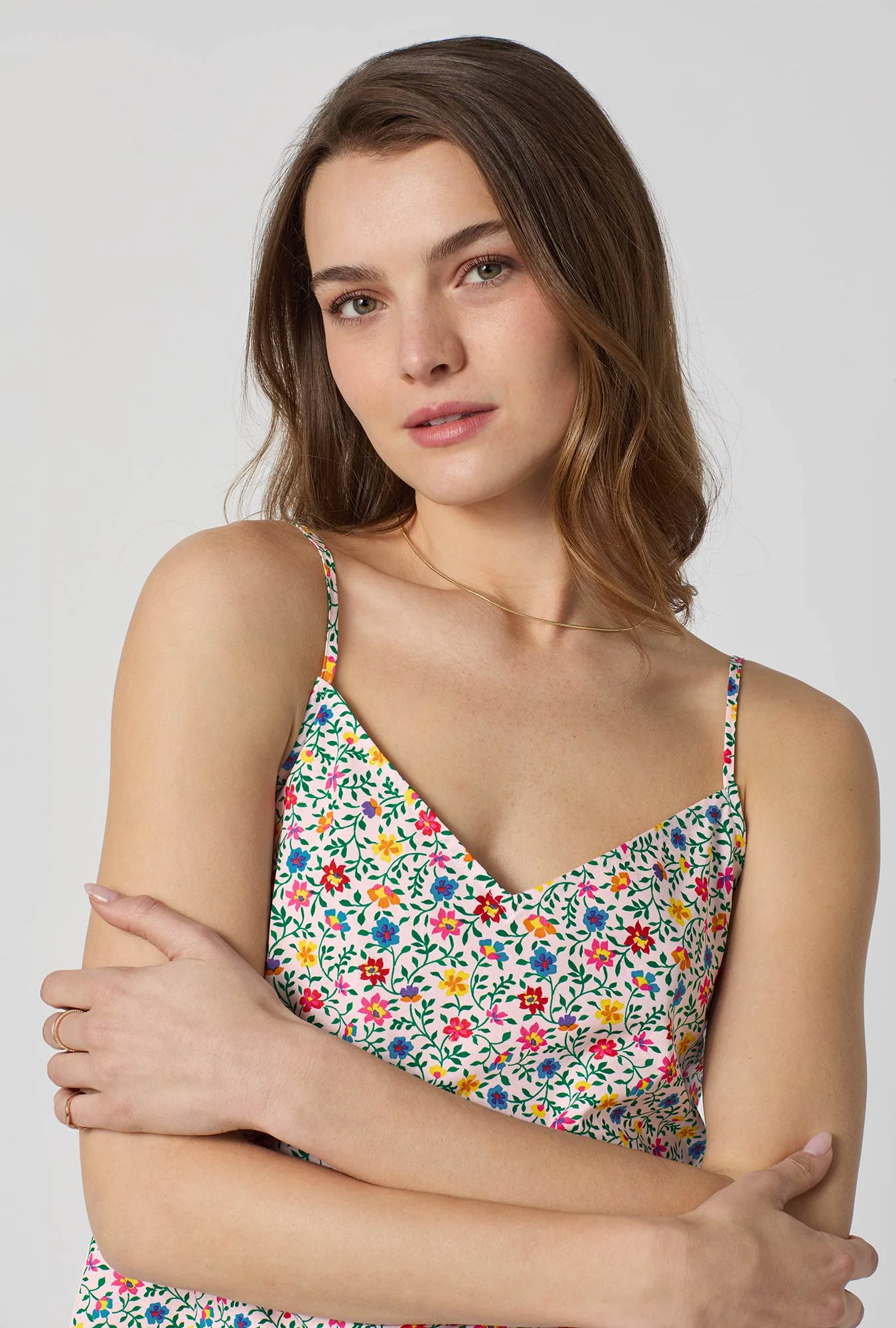 Whimsy Ditsy Cami Woven Cotton Poplin Cropped Pj Set - Image 2