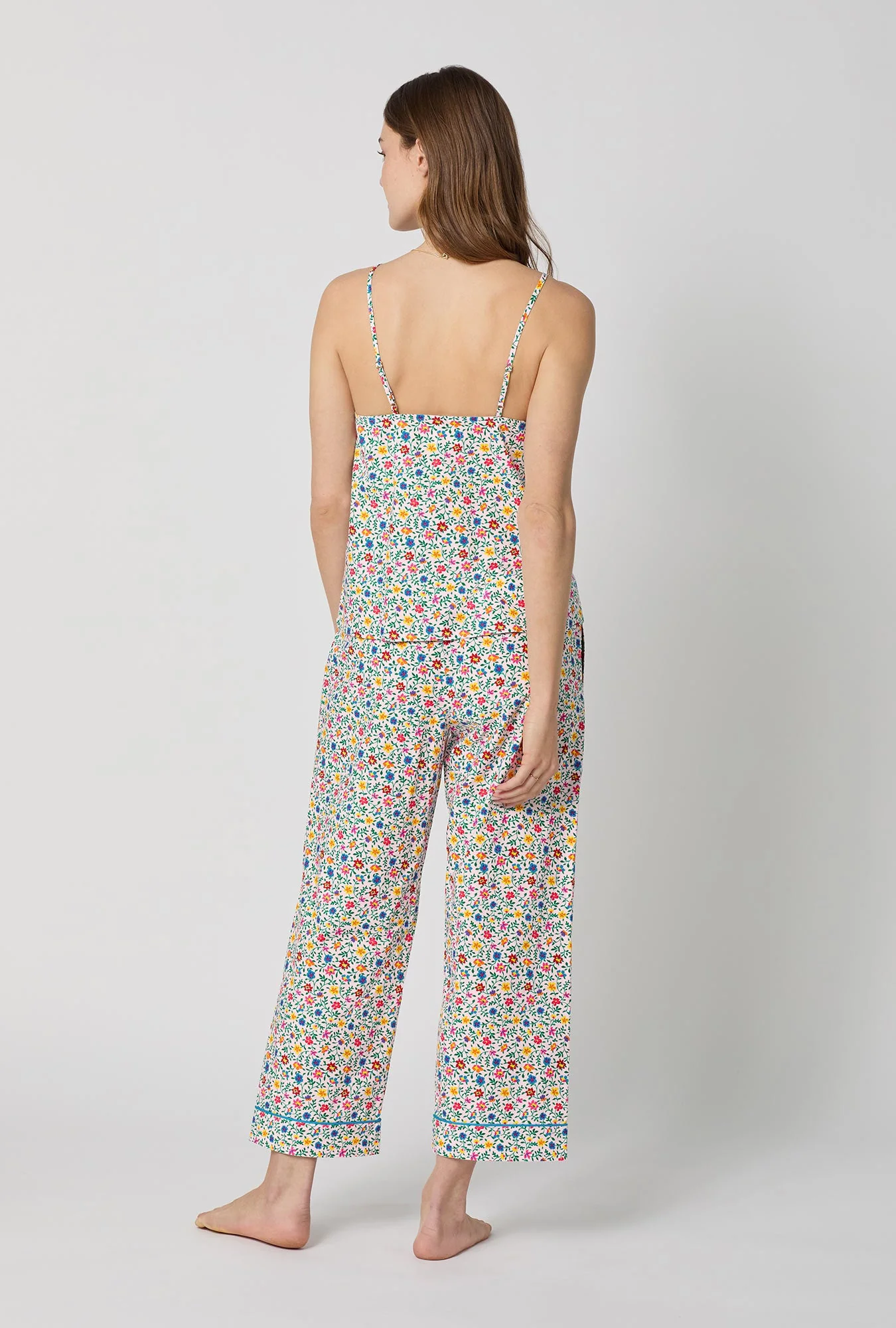 Whimsy Ditsy Cami Woven Cotton Poplin Cropped Pj Set - Image 3