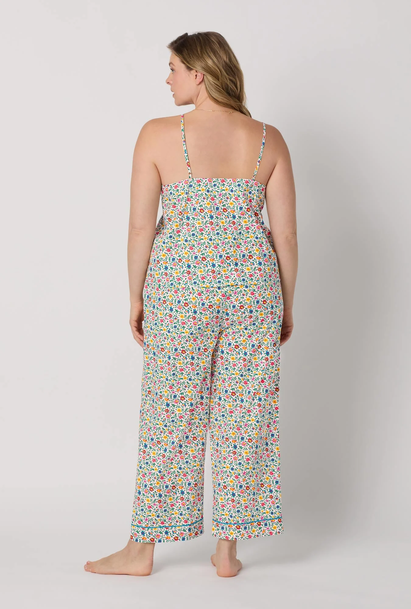 Whimsy Ditsy Cami Woven Cotton Poplin Cropped Pj Set - Image 5