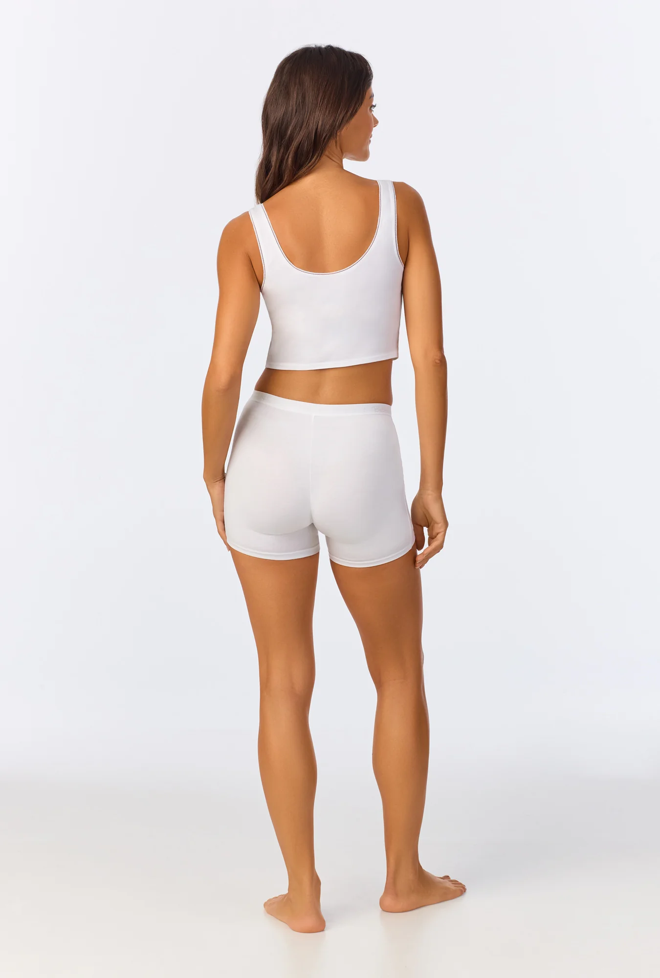 White Stretch Jersey Crop Tank - Image 4