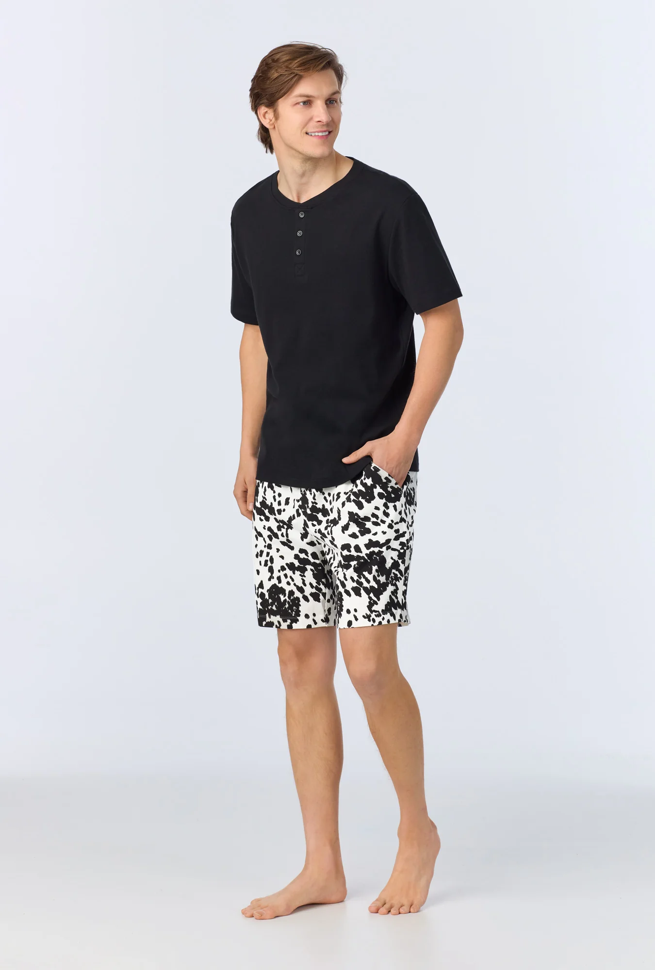 Wild Pony Men's Short Sleeve Henley Stretch Jersey Boxer PJ Set - Image 3