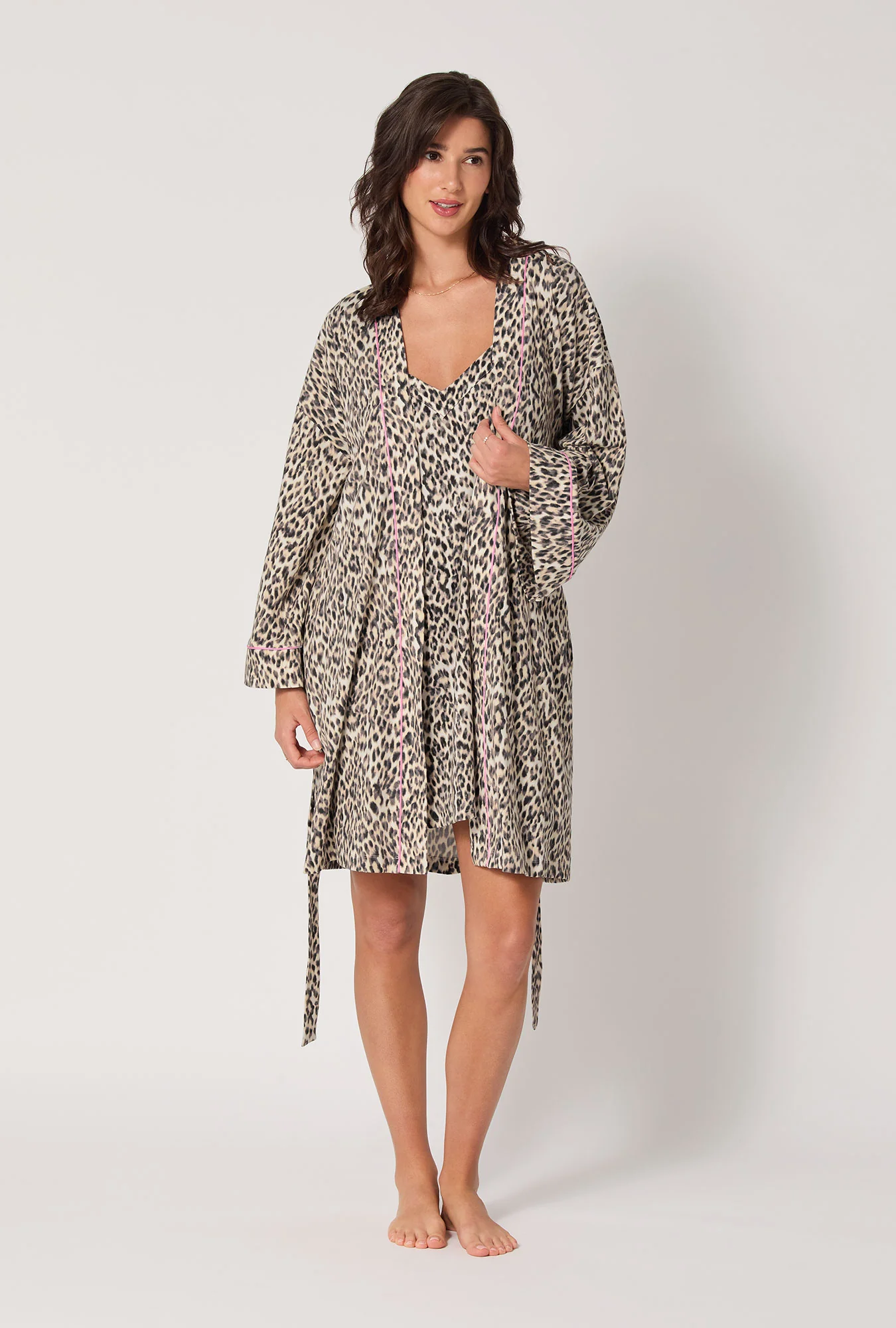 Wild Thing Banded Collar Stretch Jersey Robe