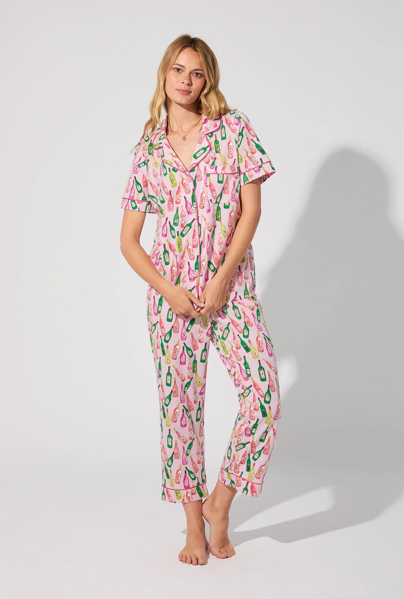 Wine Tour Short Sleeve Classic Stretch Jersey Cropped PJ Set