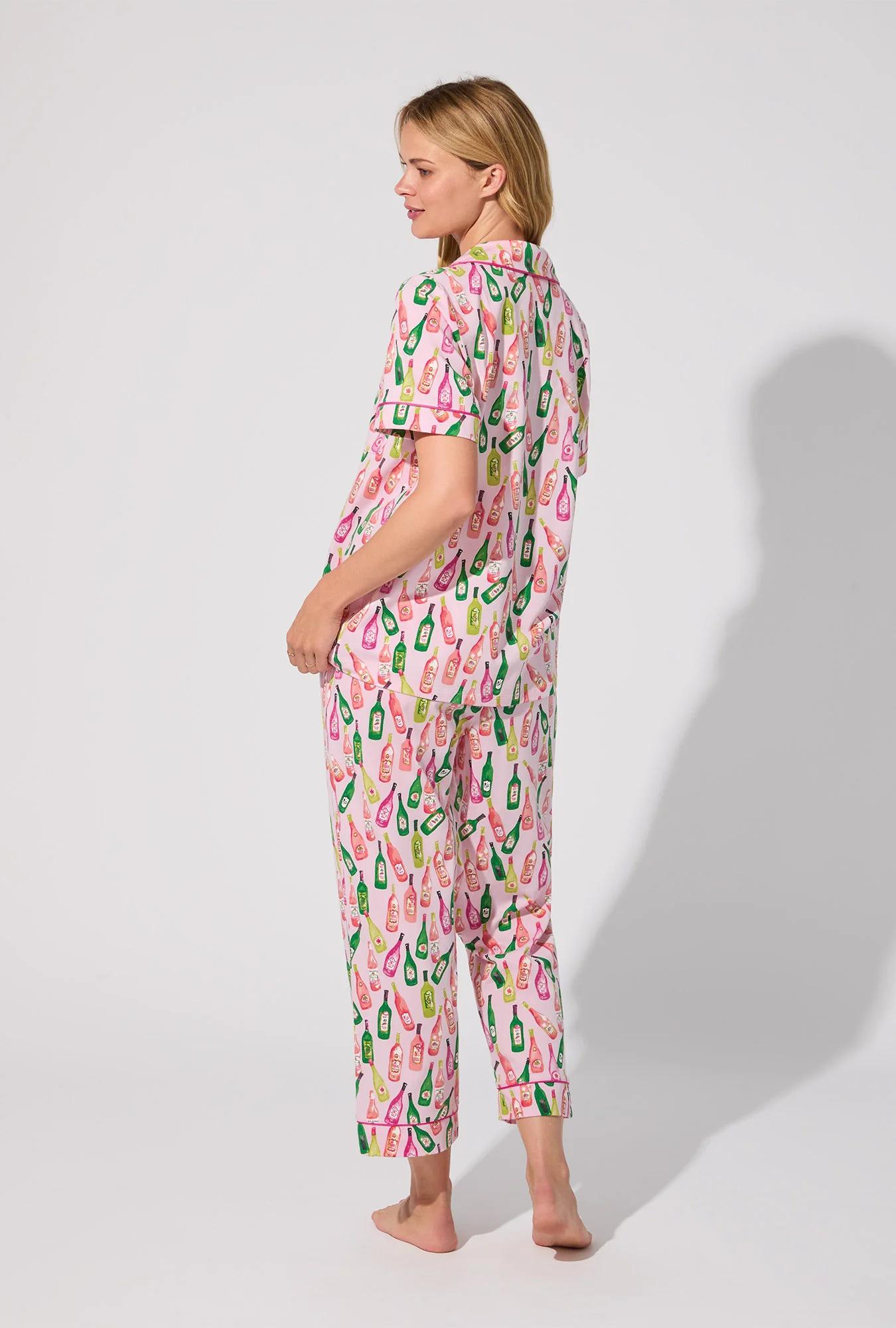 Wine Tour Short Sleeve Classic Stretch Jersey Cropped PJ Set - Image 4