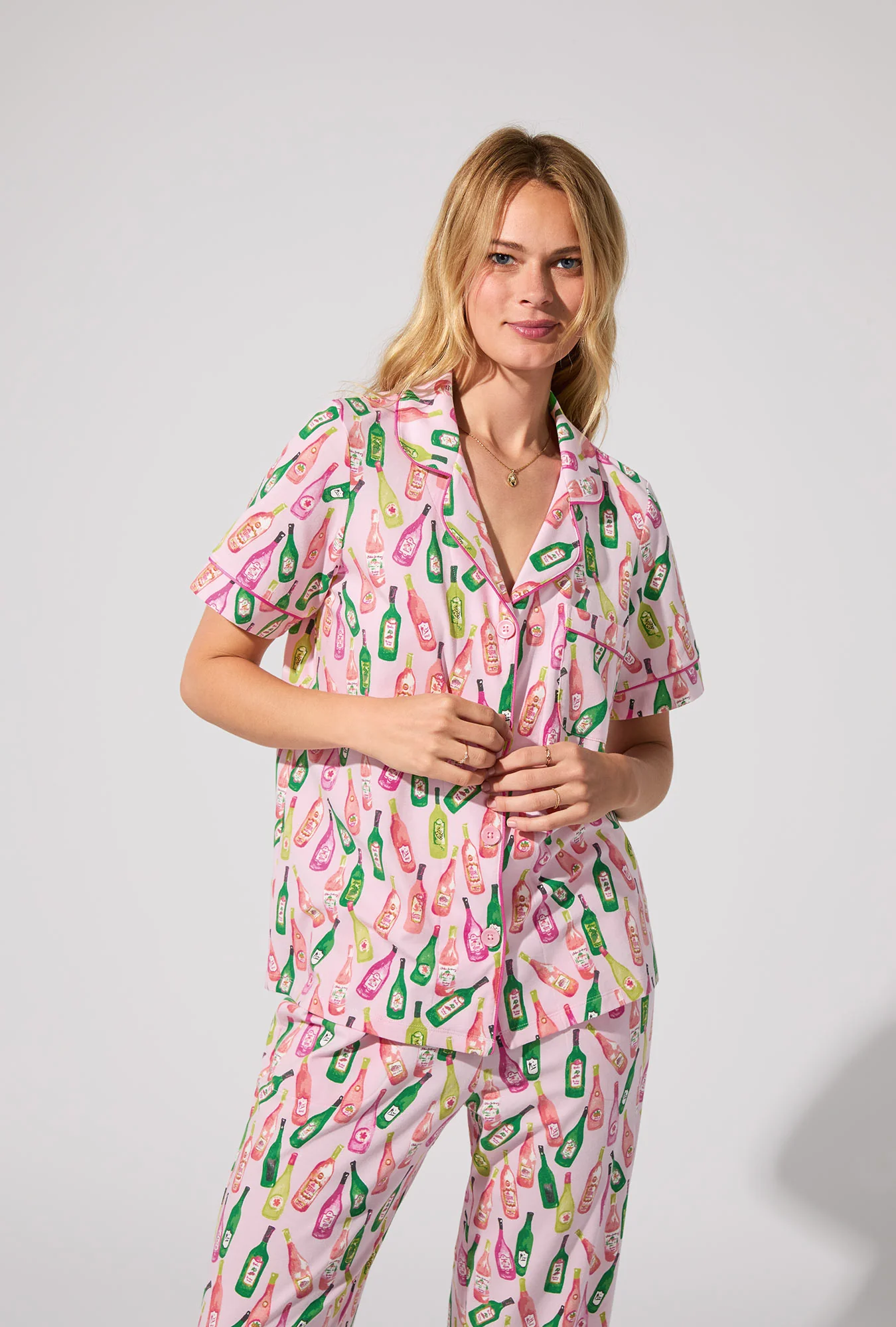 Wine Tour Short Sleeve Classic Stretch Jersey Cropped PJ Set - Image 5