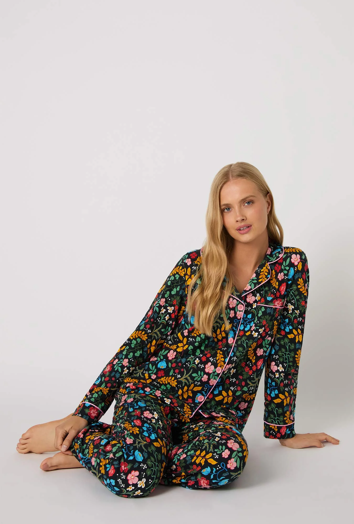 Winter Blooms Long Sleeve Classic Stretch Jersey Pj Set - Image 2