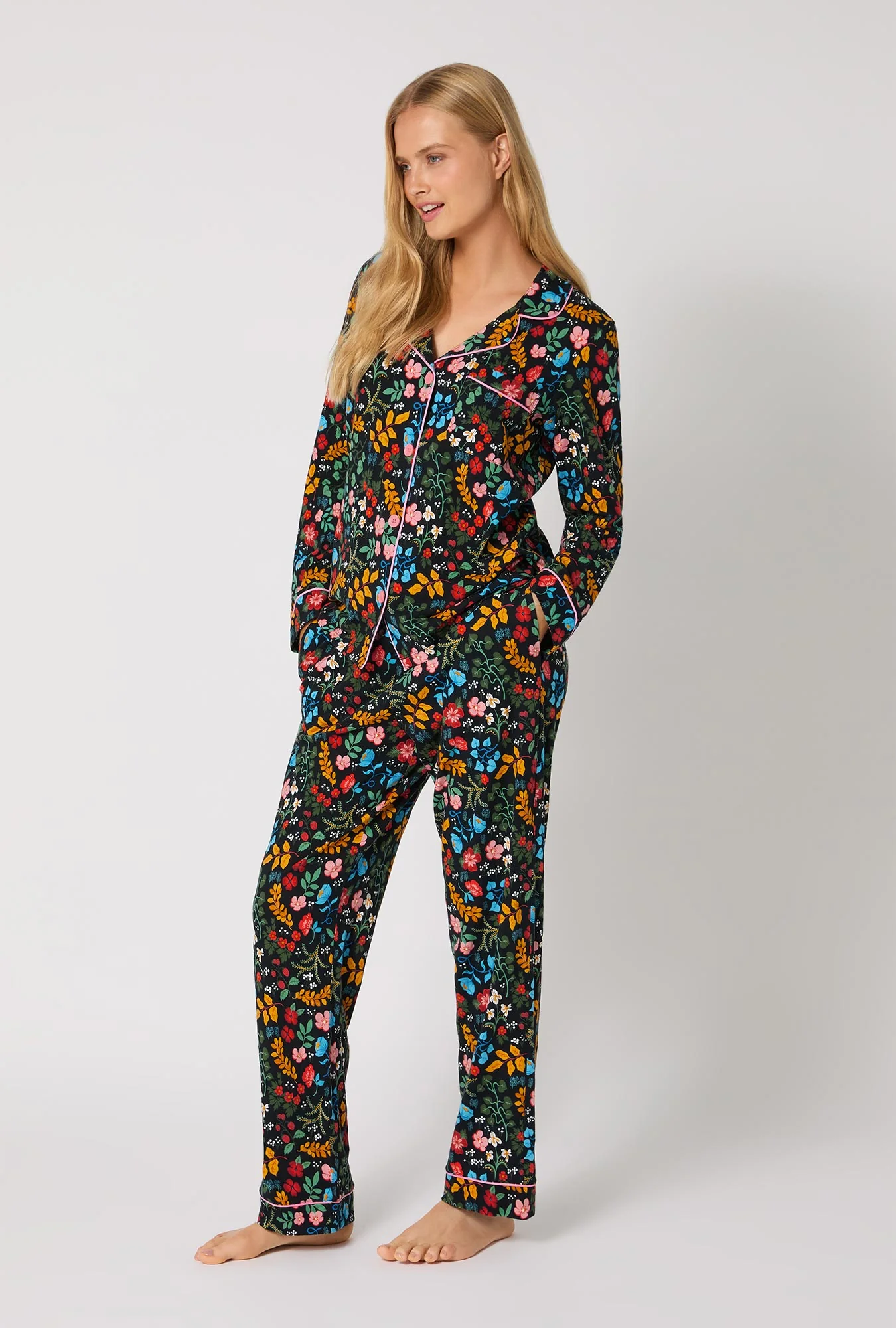 Winter Blooms Long Sleeve Classic Stretch Jersey Pj Set - Image 4