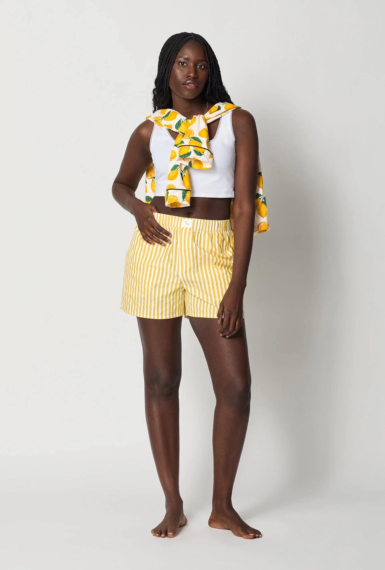 Yellow 3D Stripe Cotton Sateen Boxer Short